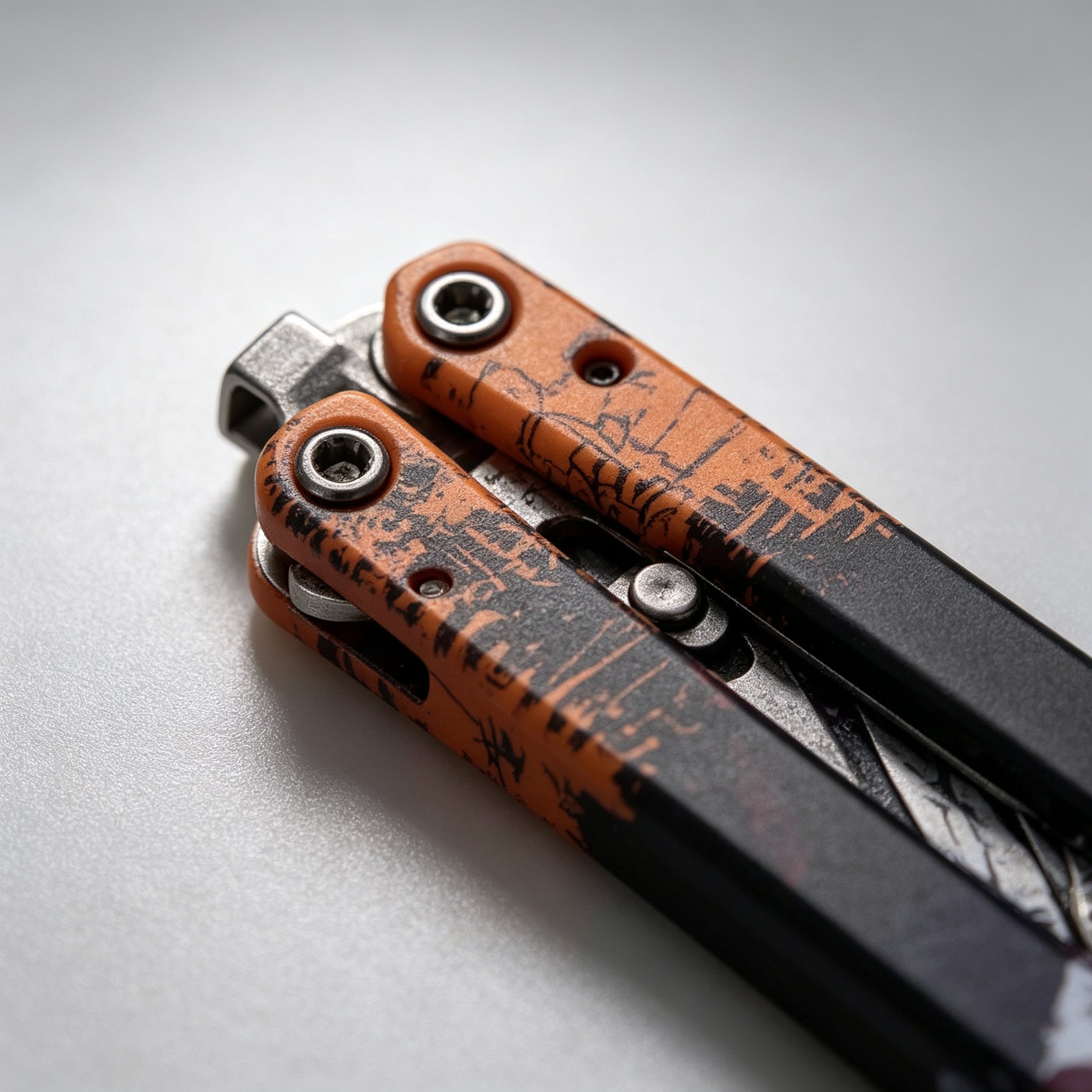 PH02-1 Butterfly Knife – Orange Graffiti — view 3