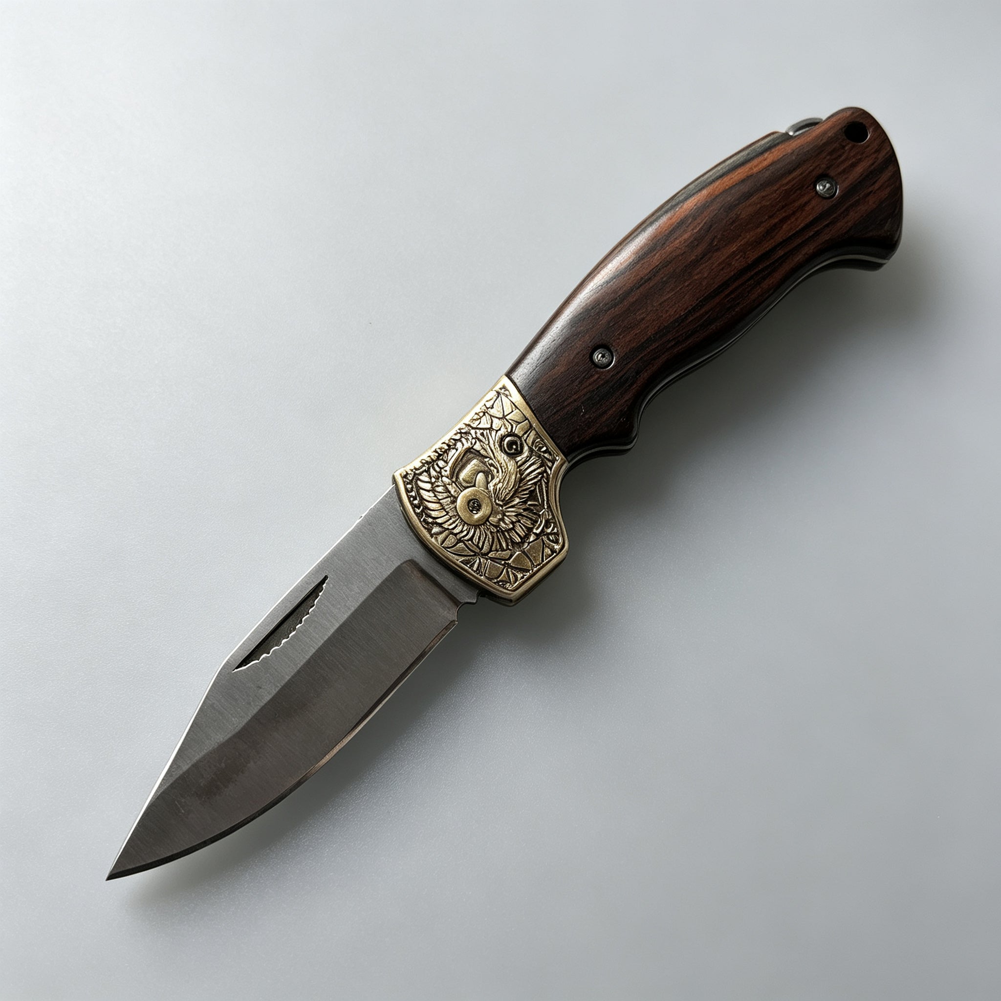 T-02 Folding Knife – D2, Copper & Wood — view 2