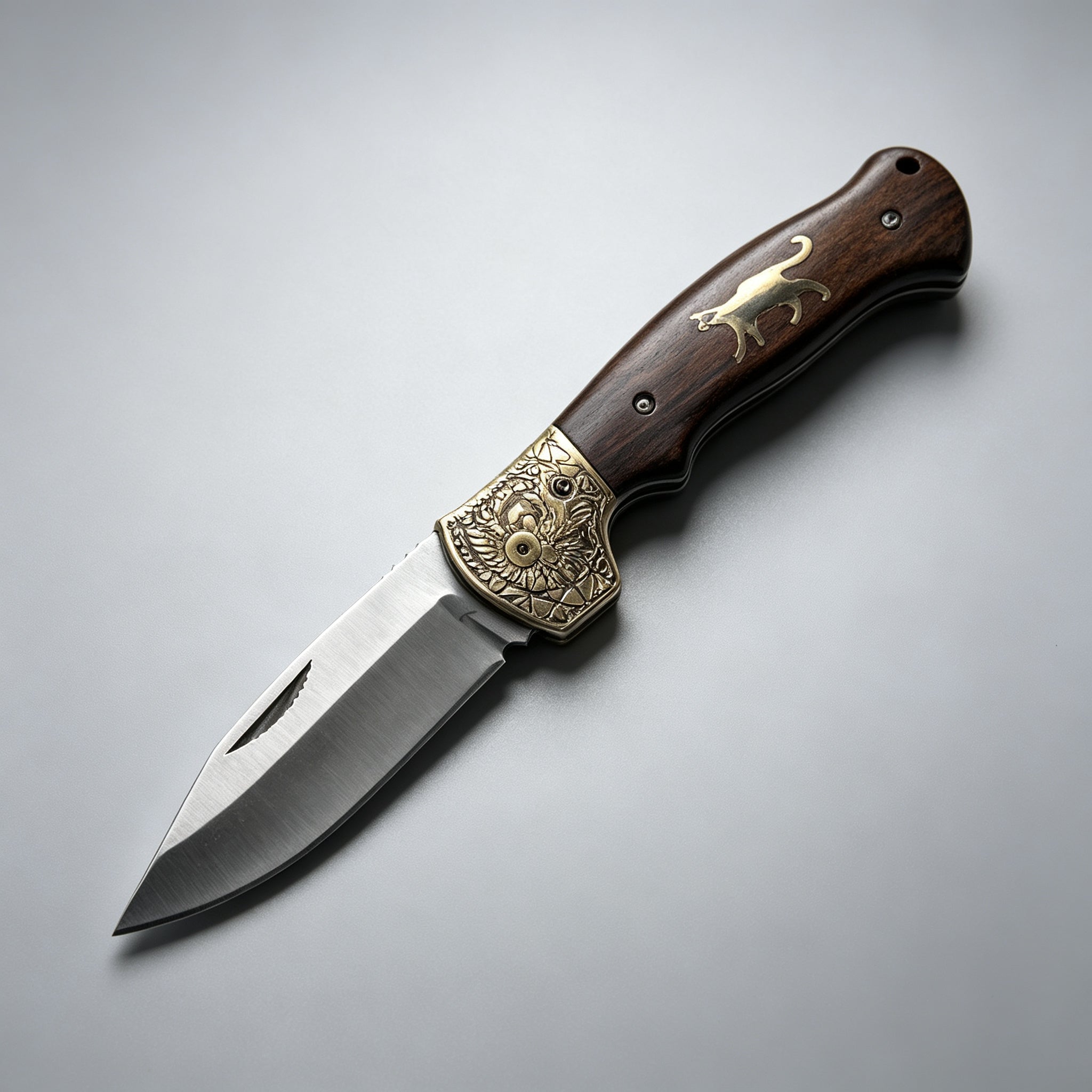 T-04 Folding Knife – 9Cr13, Copper & Wood — view 2