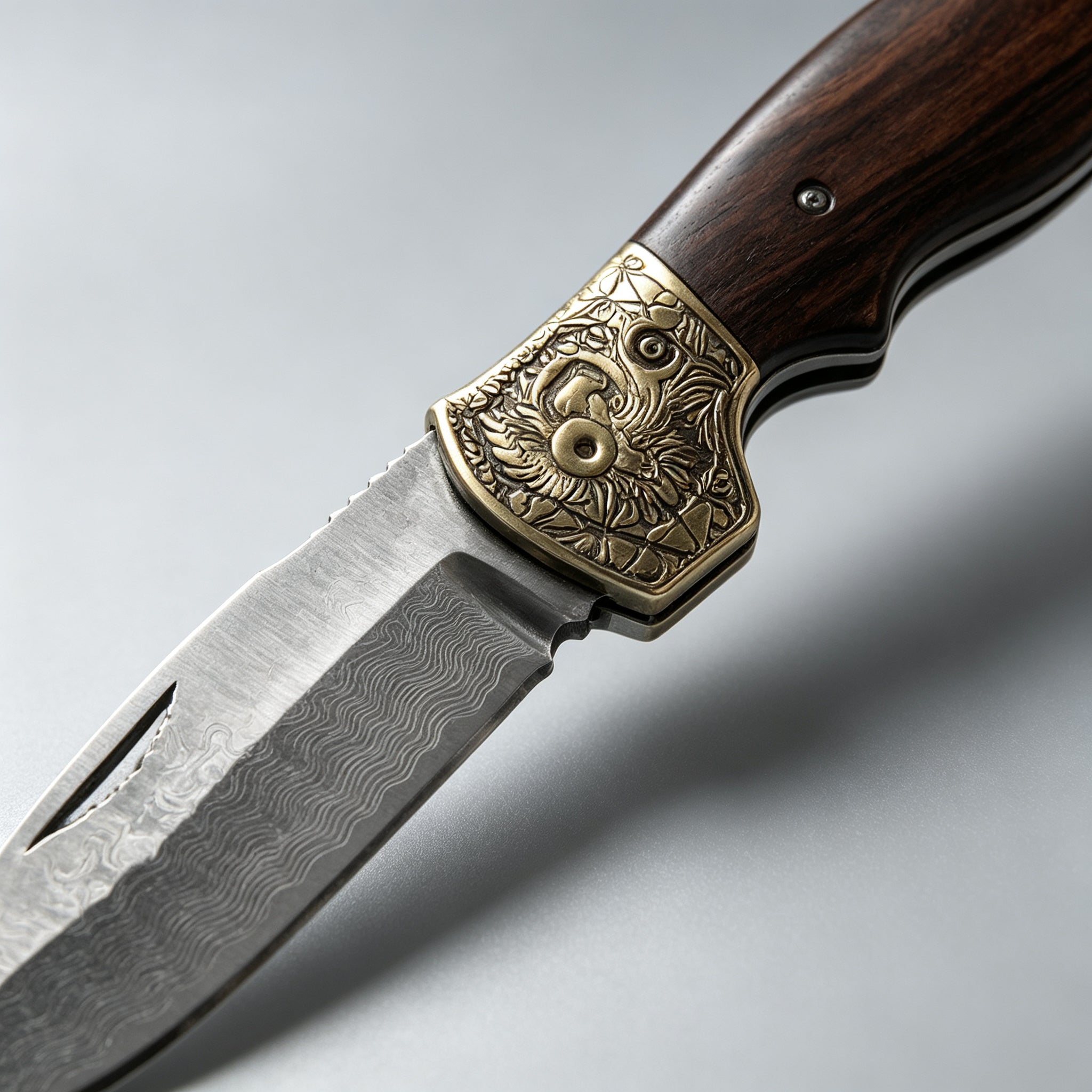 T-07 Folding Knife – Vine Etch, Copper & Wood — view 3