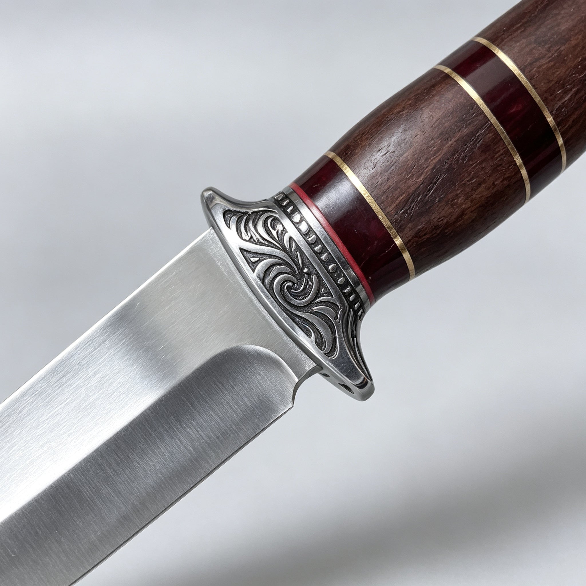 J25 Fixed Blade Outdoor Knife - 3R13 Stainless Steel Wood Handle 320mm — view 3